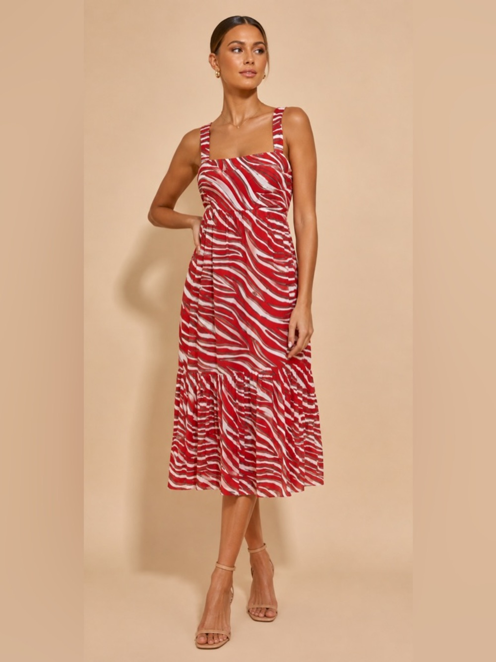 Michael Michael Kors Long Soft Zebra Midi Dress NEW Size Large Boho Tropical
